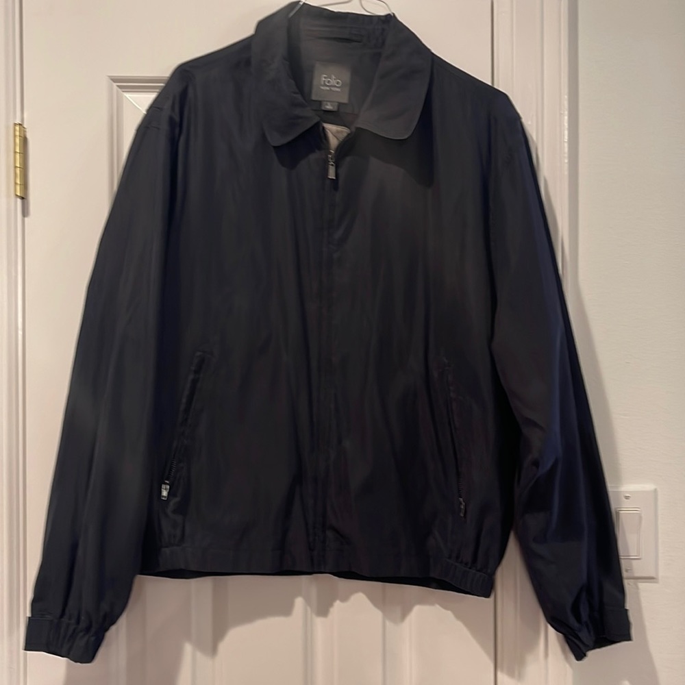 Folio New York large size front zipper, lightweight jacket dark blue color used
